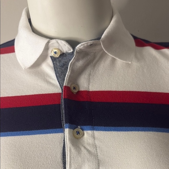 Chaps Red and Blue Polo Shirt Classic Striped Design - Picture 11 of 14